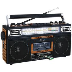 Supersonic SC-3201BT-BK Retro 4-band Radio And Cassette Play