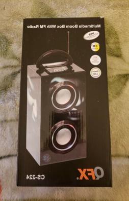 QFX Speaker CS-224 Multimedia Boom Box With FM Radio USB Rec